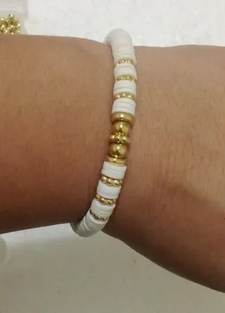 Bracciale donna argilla polimerica bianco e oro