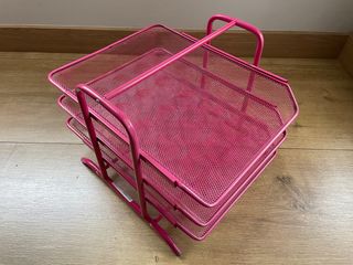 Organizador de documentos metálico rosa