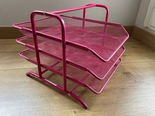 Organizador de documentos metálico rosa