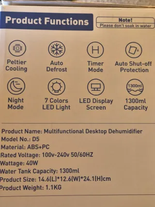 Deumidificatore portatile – Controllo Umidità New