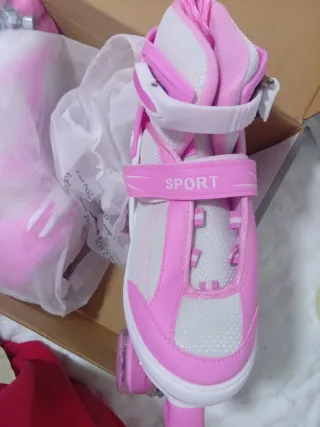 Patines rosas y blancos talla ajustable