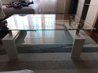 Mesa de centro cristal y metal