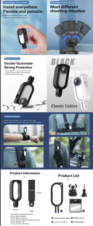 Caixa TELESIN para Insta360 GO 2