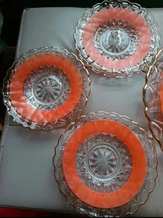 Servizio 6 piatti più piatto grande cristallo oro