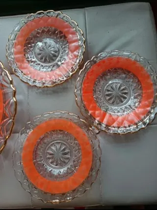 Servizio 6 piatti più piatto grande cristallo oro