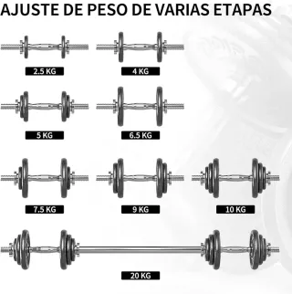 Mancuernas y Barra de Pesas Ajustables