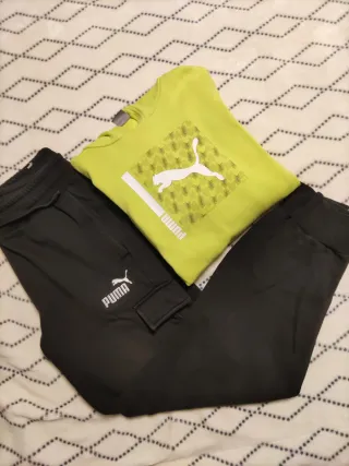 Conjunto Puma Sudadera y Pantalón Verde/Negro