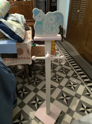 Perchero infantil ositos rosa y blanco