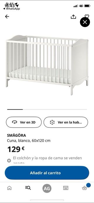 Cuna blanca Smagora Ikea