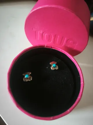Pendientes Tous Oso Turquesa Plata