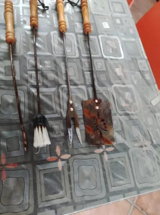 Set Attrezzi Barbecue Antichi Legno Metallo