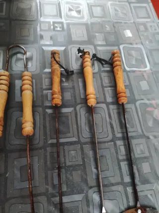 Set Attrezzi Barbecue Antichi Legno Metallo