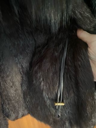 Chaqueta pelo conejo y mapache. Marrón chocolate