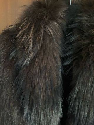 Chaqueta pelo conejo y mapache. Marrón chocolate
