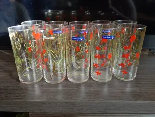 Pack 10 Vasos Cristal Flores Rojas Luminarc
