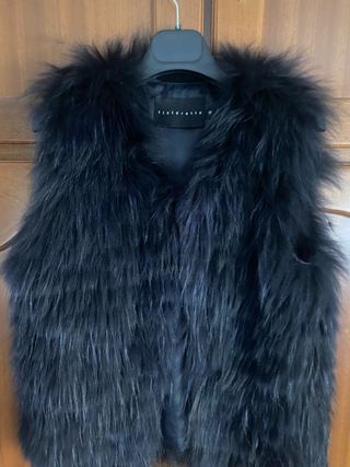 Chaleco pelo mapache azul marino Talla 38