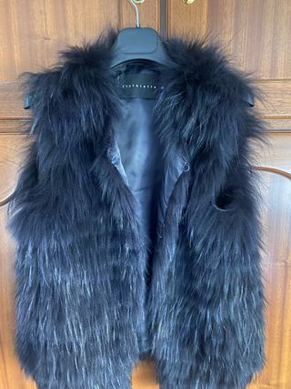 Chaleco pelo mapache azul marino Talla 38