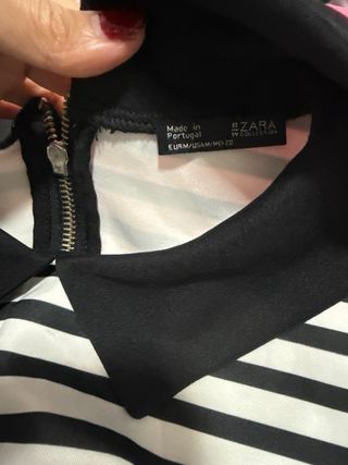 Blusa Zara Rayas Blanco y Negro
