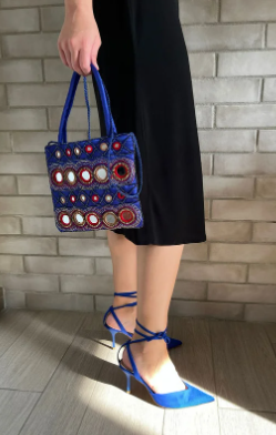 Bolso étnico azul con espejos