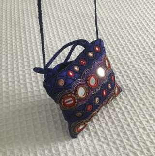 Bolso étnico azul con espejos