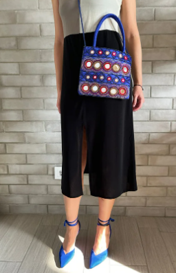 Bolso étnico azul con espejos