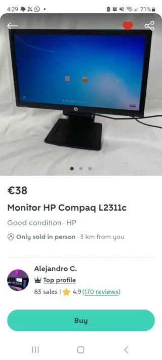 (para reparar) Monitor 23" HP Compaq L2311c