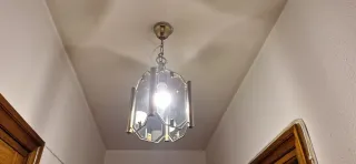 Lámpara de techo metal y cristal dorado