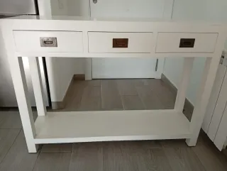 Consola recibidor madera maciza blanca