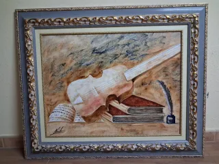 Cuadro Decorativo Violín y Libros