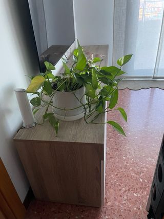 Mueble bajo de comedor en Melamina Blanco y Madera