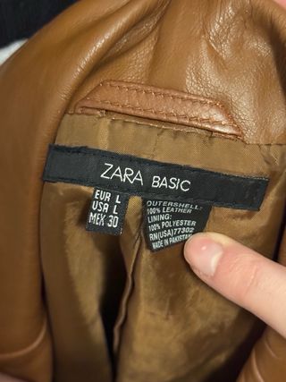 Chaqueta 100% cuero marrón Zara
