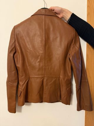 Chaqueta 100% cuero marrón Zara