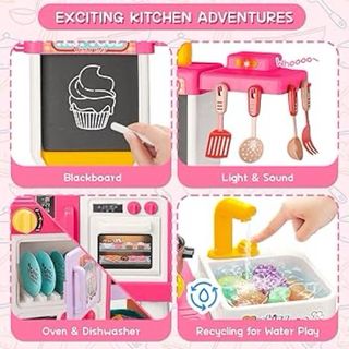 Cocina Juguete Infantil deAO 54PCS Rosa