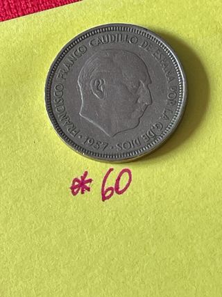 Moneda Francisco Franco año 1957 Acuñada : 60
