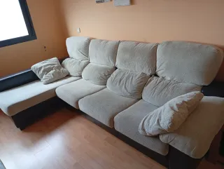 Sofá Chaiselong Beige y Marrón