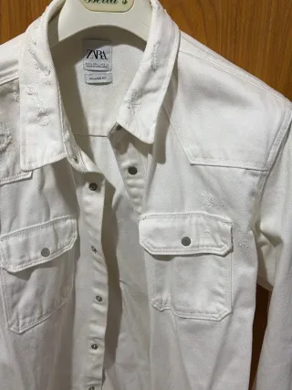 Camicia jeans Zara bianca L uomo