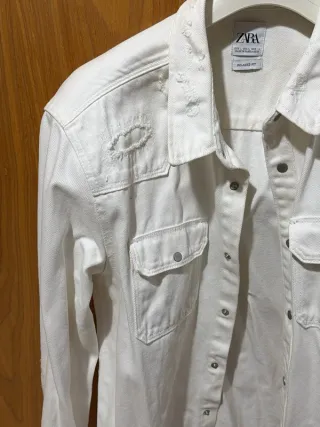 Camicia jeans Zara bianca L uomo