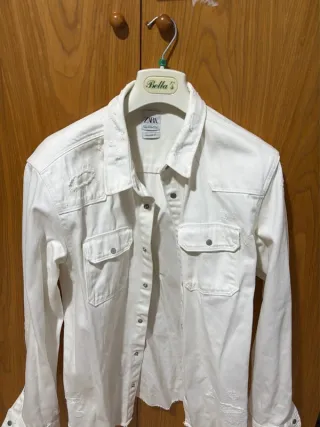 Camicia jeans Zara bianca L uomo