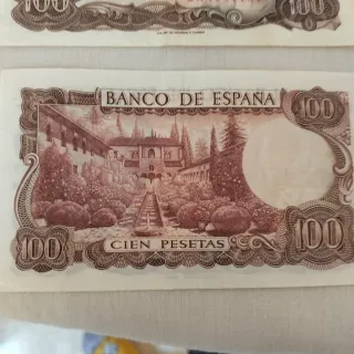 7 Billetes El Banco de España 100 Pesetas 1970