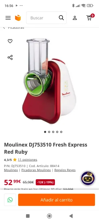 Cortador/Rallador Moulinex Fresh Express 200W