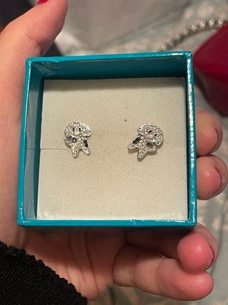 Pendientes plata perrito con circonitas