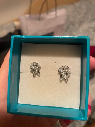 Pendientes plata perrito con circonitas