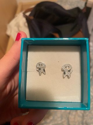 Pendientes plata perrito con circonitas