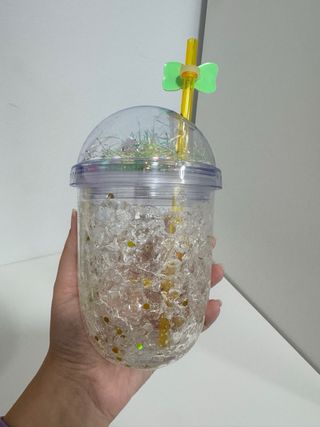 Vaso congelador con figura y pajita