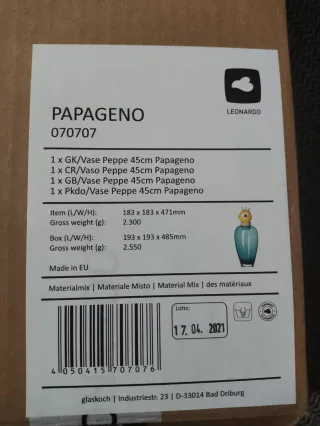 Jarrón Leonardo Papagallo Pepe