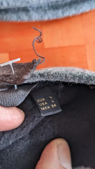 Guantes Massimo Dutti Piel y Lana Marrón/Gris L