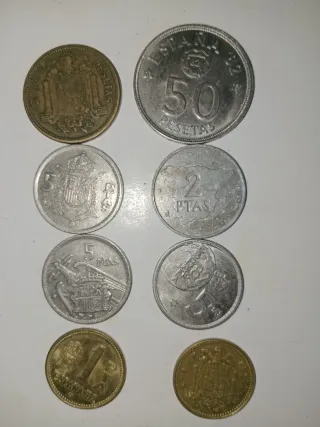 Lote 8 monedas antiguas pesetas colección