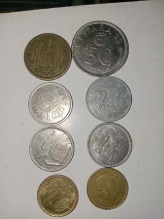Lote 8 monedas antiguas pesetas colección