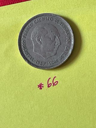 Moneda Francisco Franco de 1957 Acuñada en 66