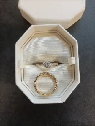 Anillo Doble Swarovski Oro Blanco